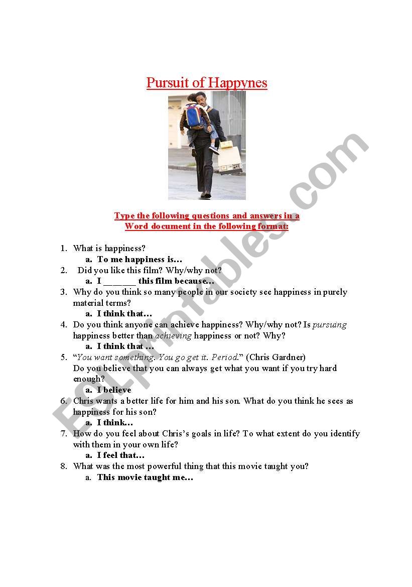 Pursuit of Happyness Movie Questions