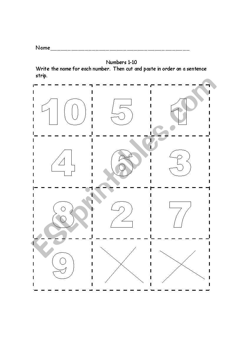 Number Order 1-10 worksheet