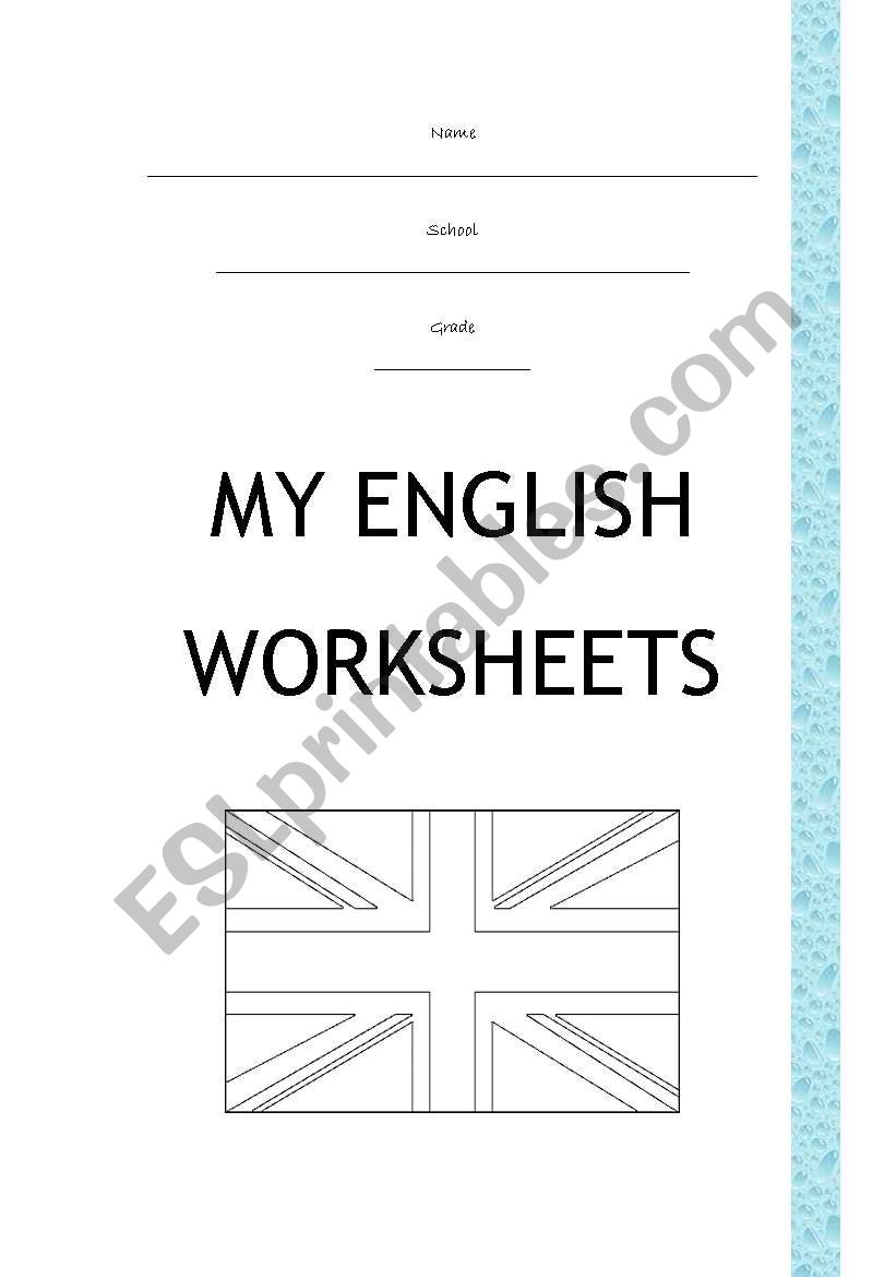 My English Worksheets-cover page with UKs flag to colour