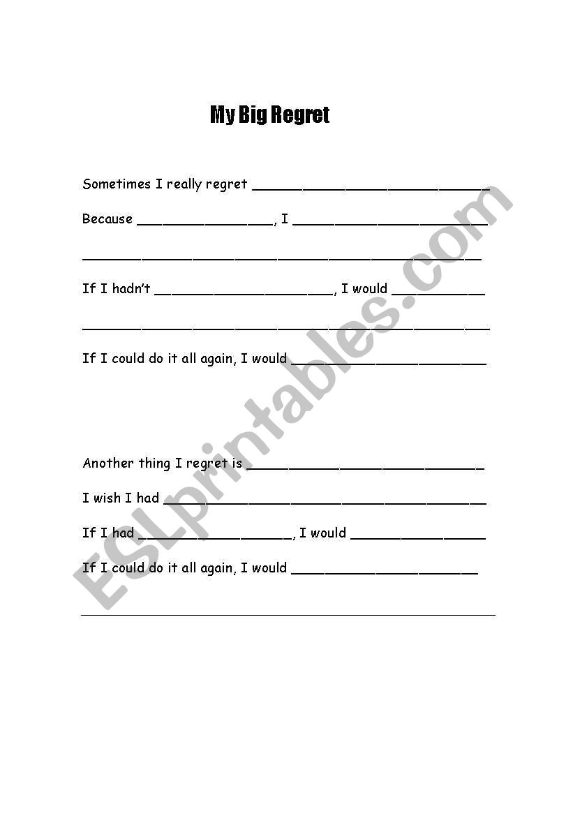 I Regret. Complete text worksheet