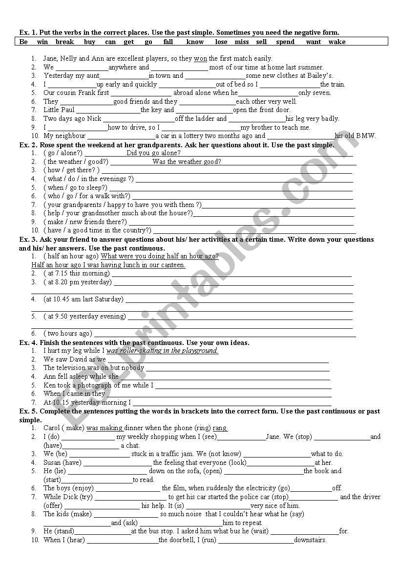 past simple worksheet