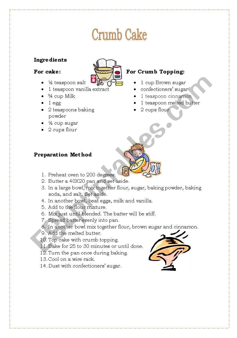 Crumb cake worksheet