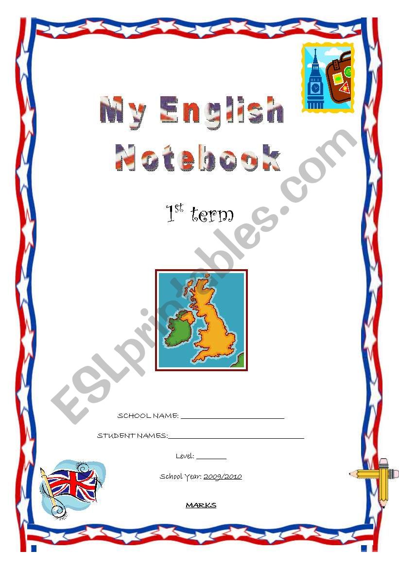 Notebook cover worksheet