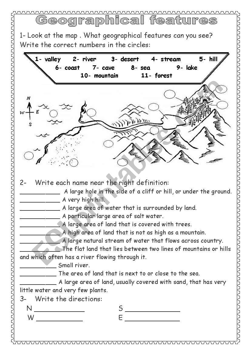 Geographical features( Key answers are included )