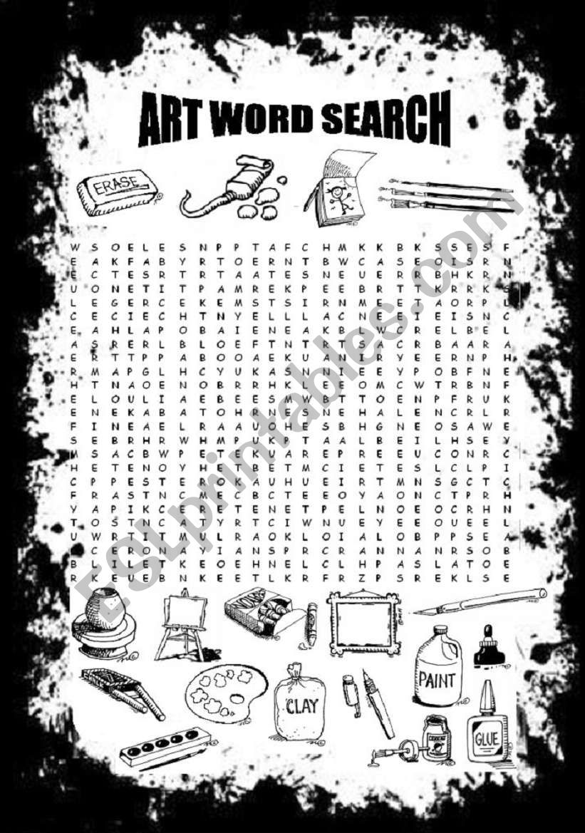 ART ATTACK WORDSEARCH  worksheet