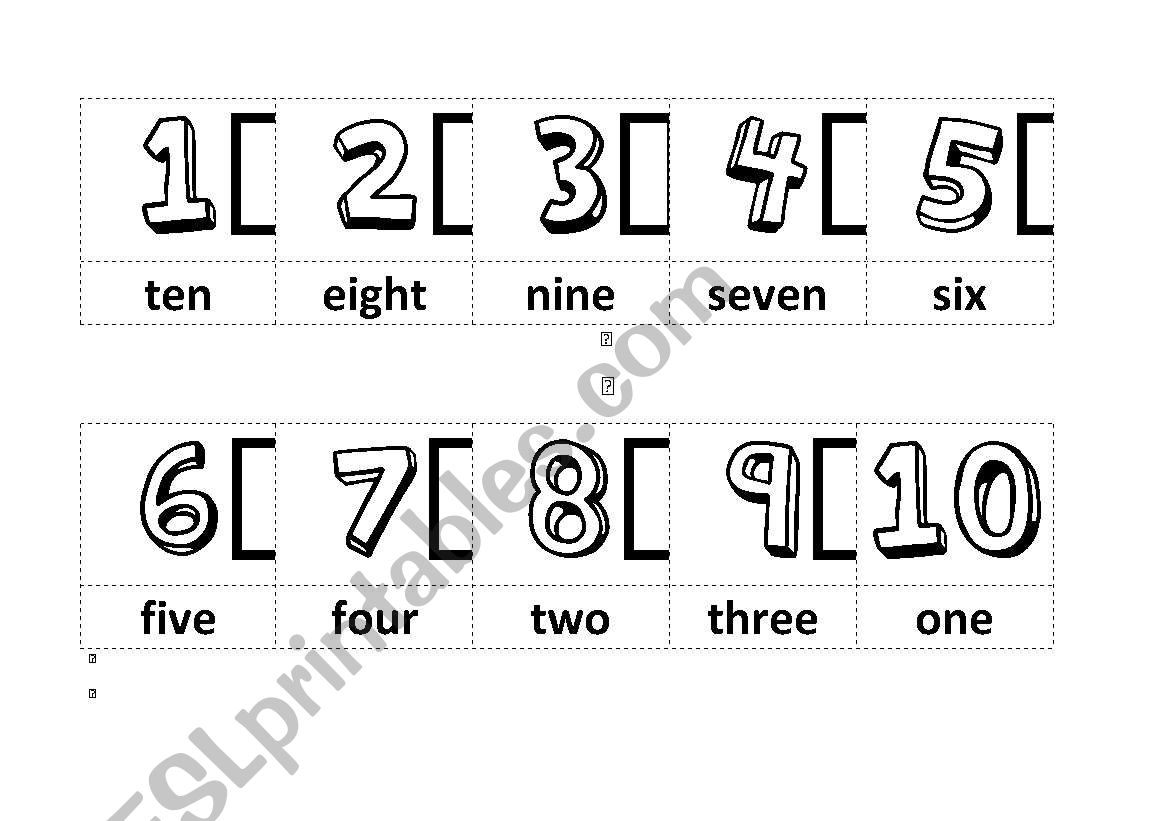 Cut the numbers worksheet