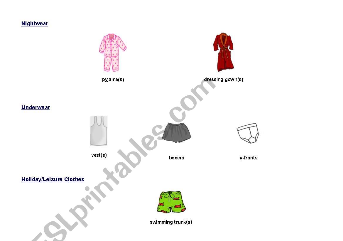 men clothes worksheet