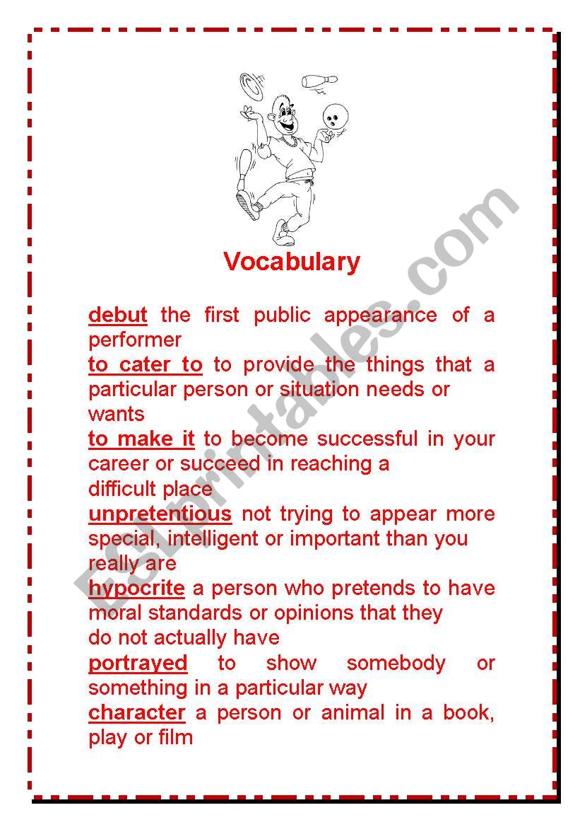 Vocabulary worksheet