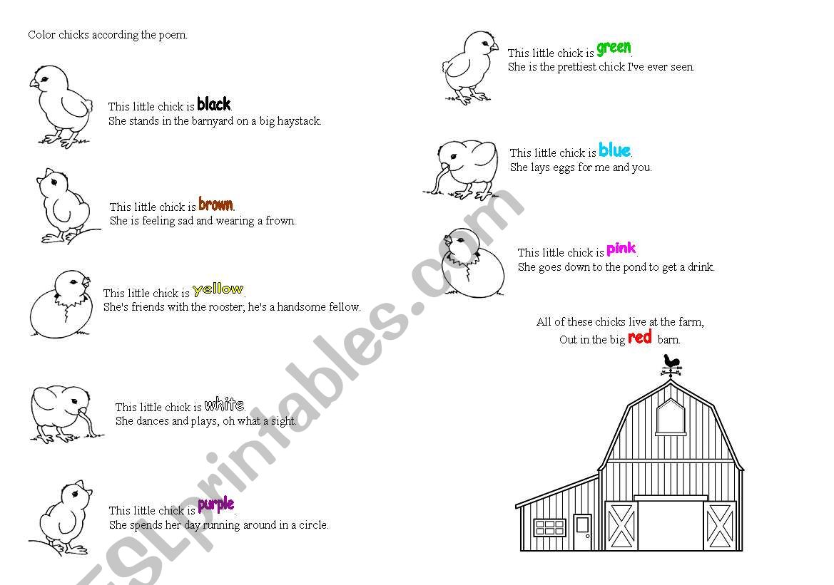 Chick colouring worksheet