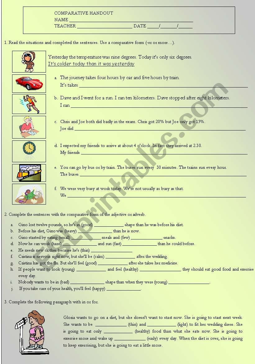 Comparatives worksheet