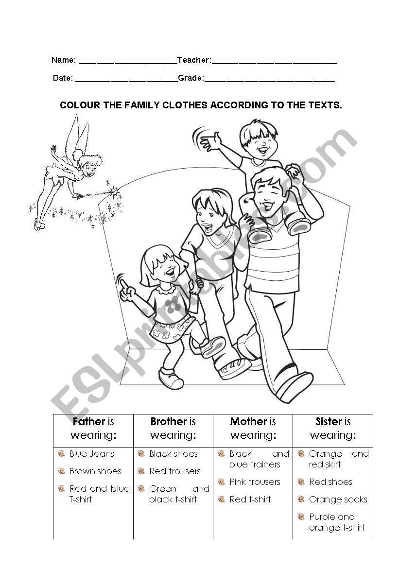 Family - clothes worksheet