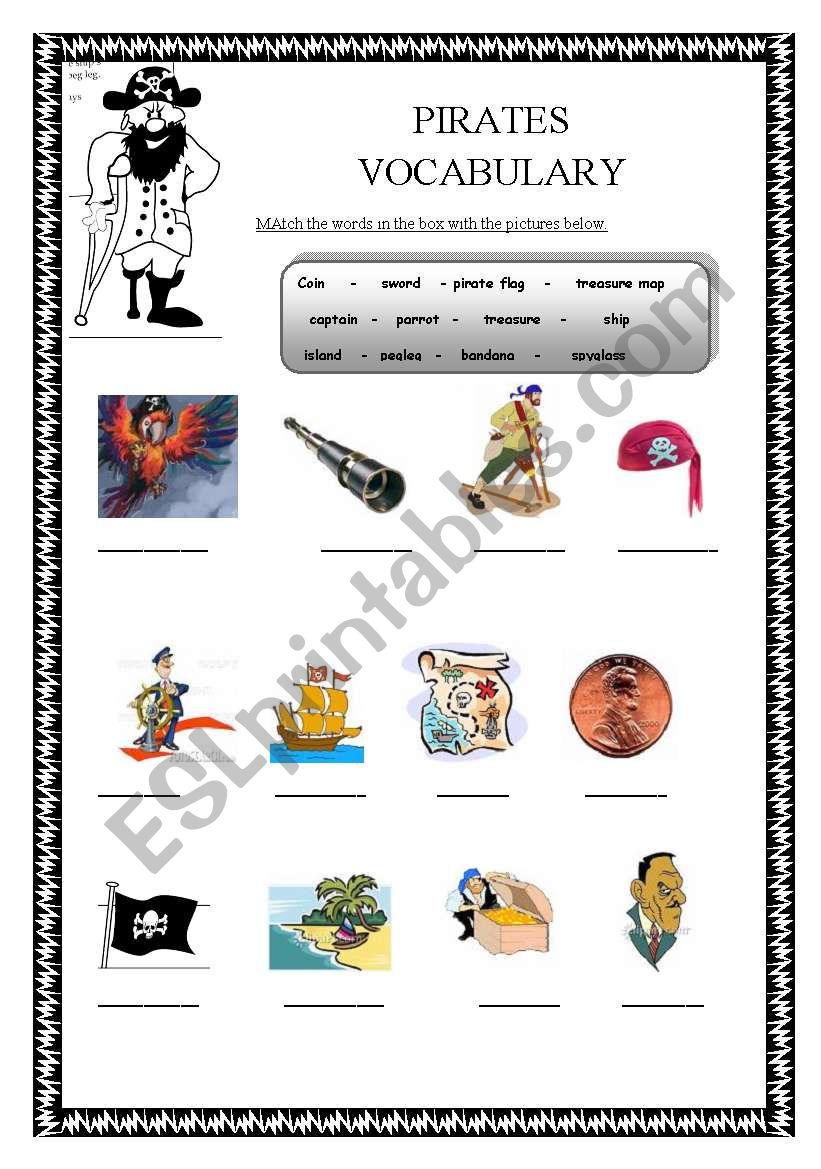 Pirates Vocabulary worksheet