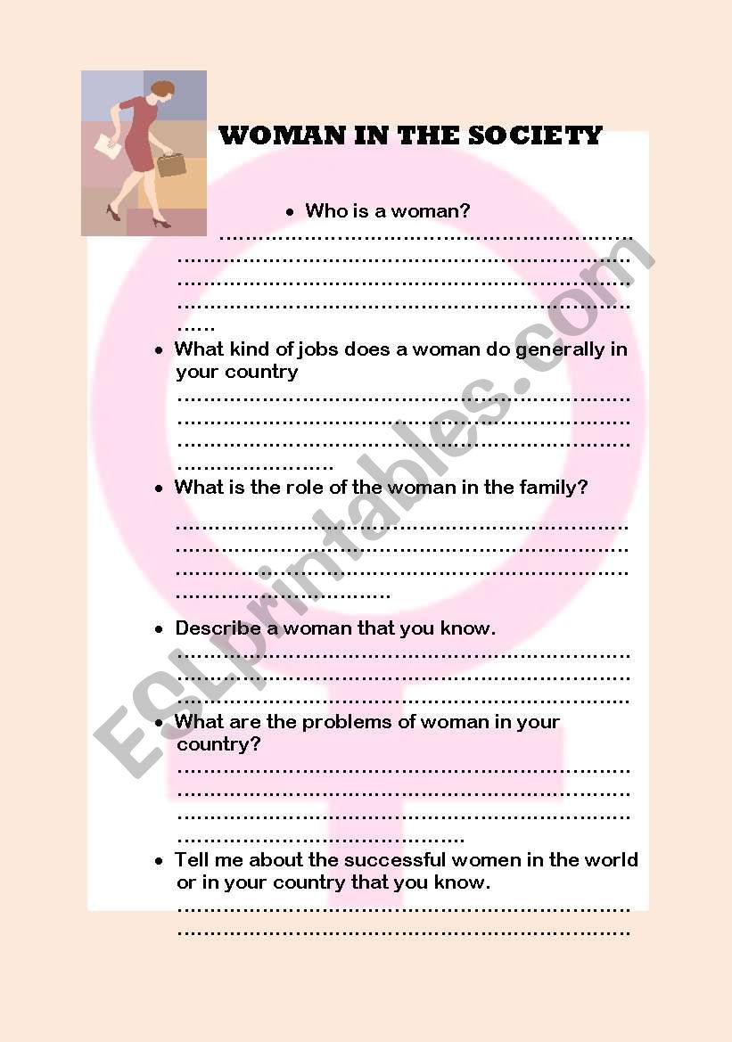 Woman in the Society worksheet