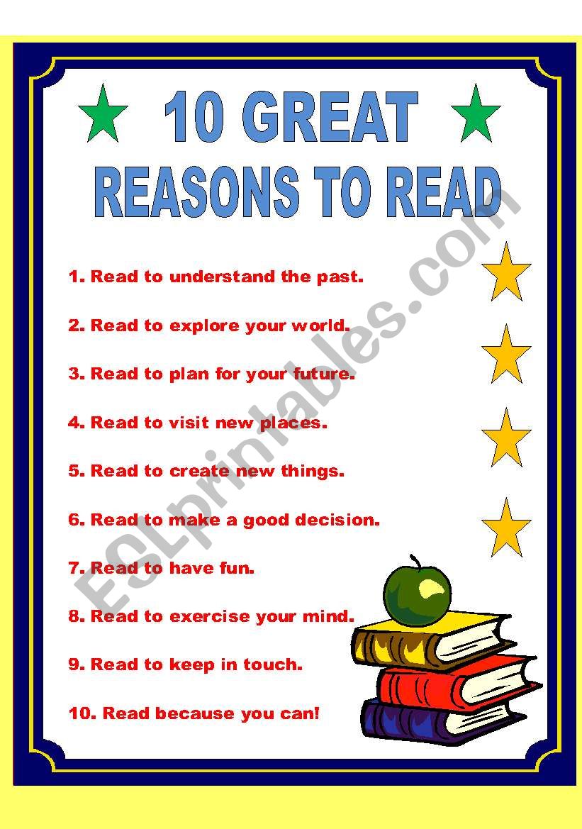 Ten great reasons to read. worksheet