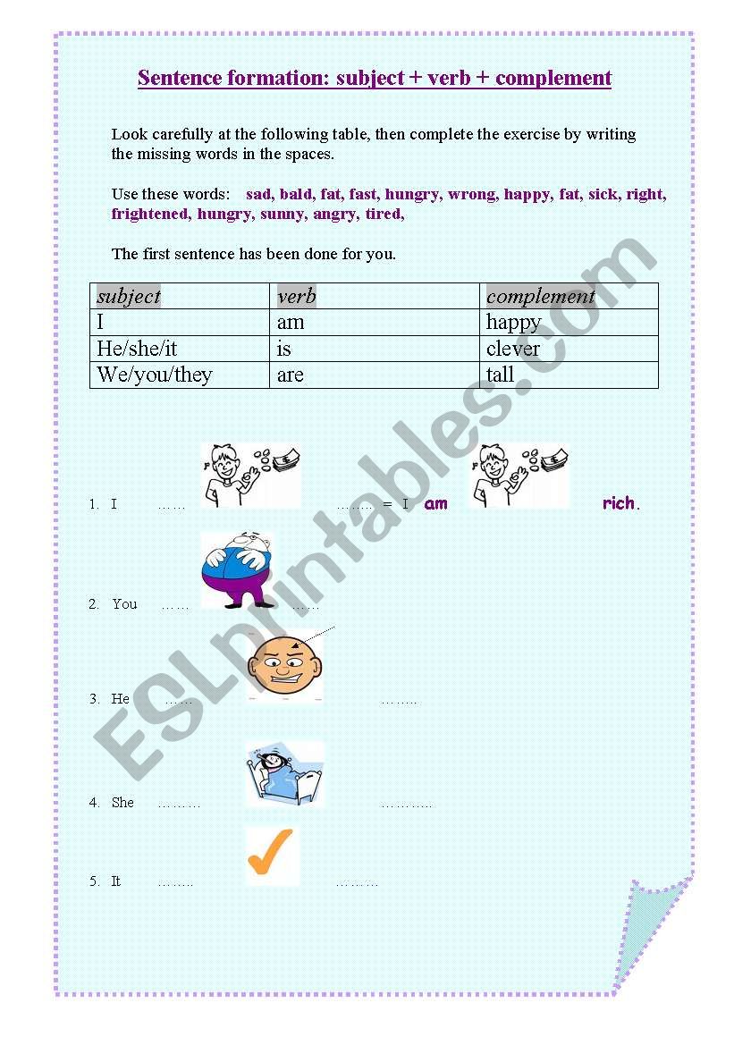 Sentence formation for elementary pupils