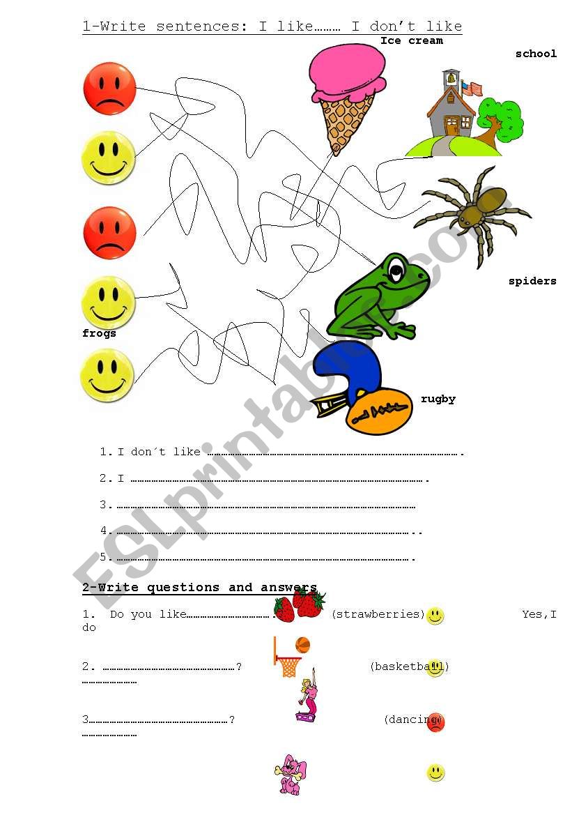 likes and dislikes worksheet