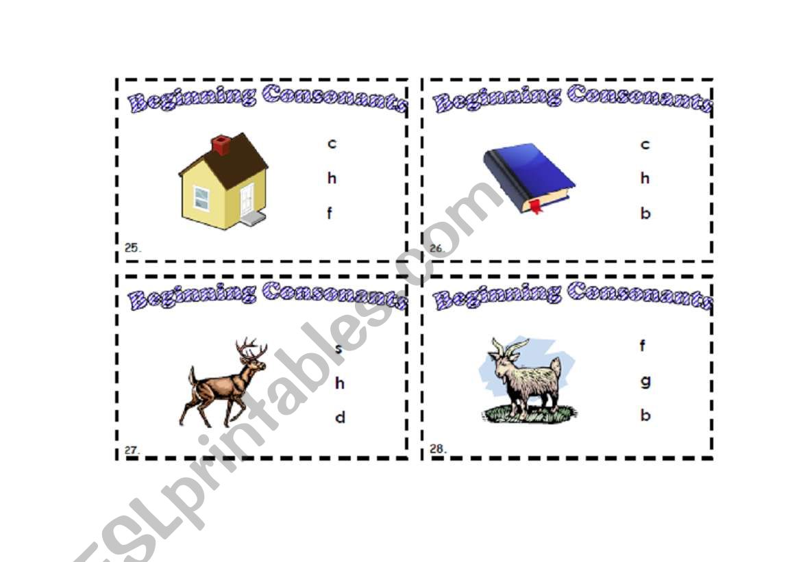 Beginning Consonant Task Cards Set 3