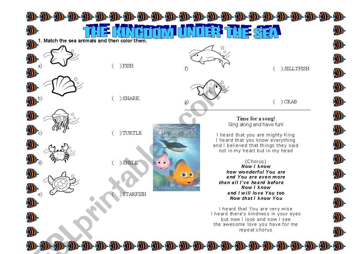 The kingdom under the sea worksheet