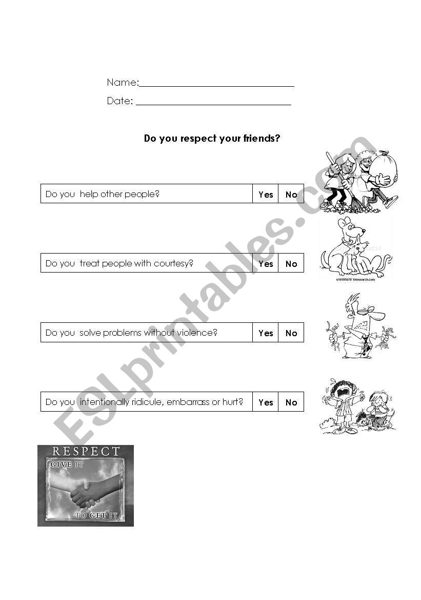 Respect survey worksheet