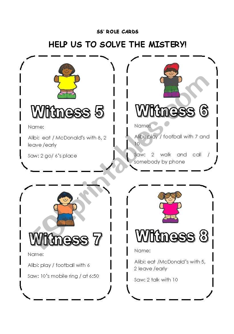 past cont  -role cards 2/3 worksheet