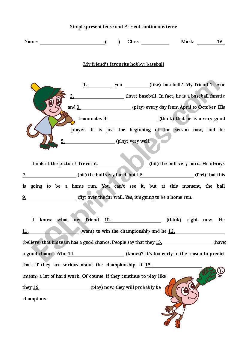 Simple present and present continuous tense