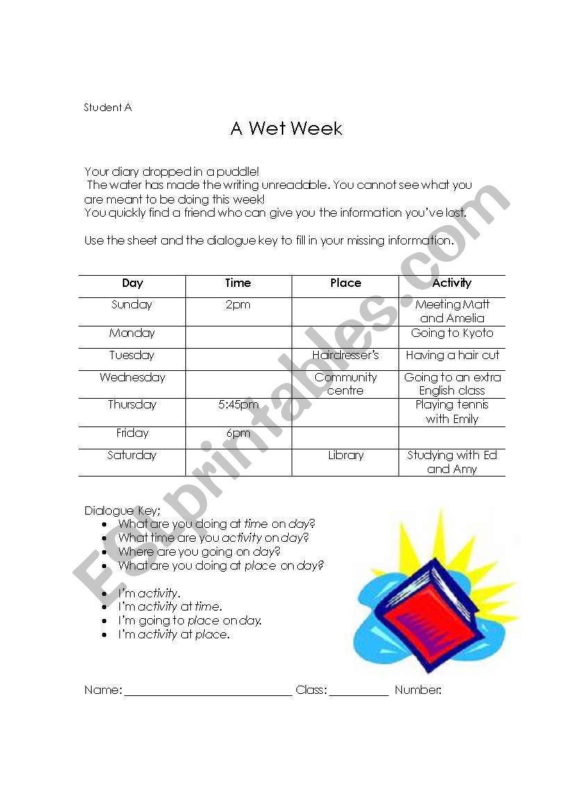 A Wet Weekend worksheet