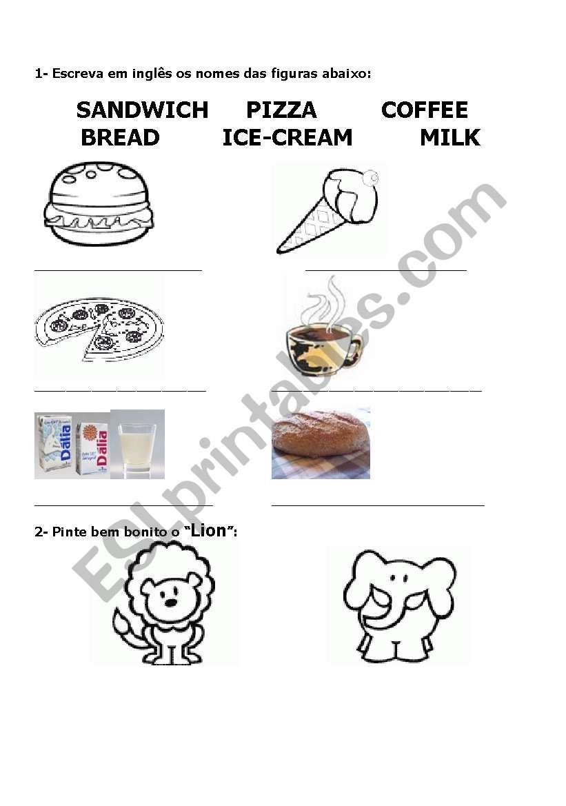 Snacks worksheet