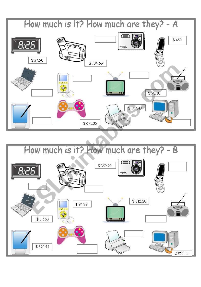 How much - electronics worksheet