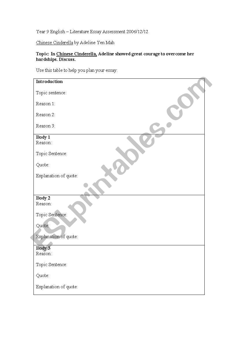 Chinese Cinderella worksheet