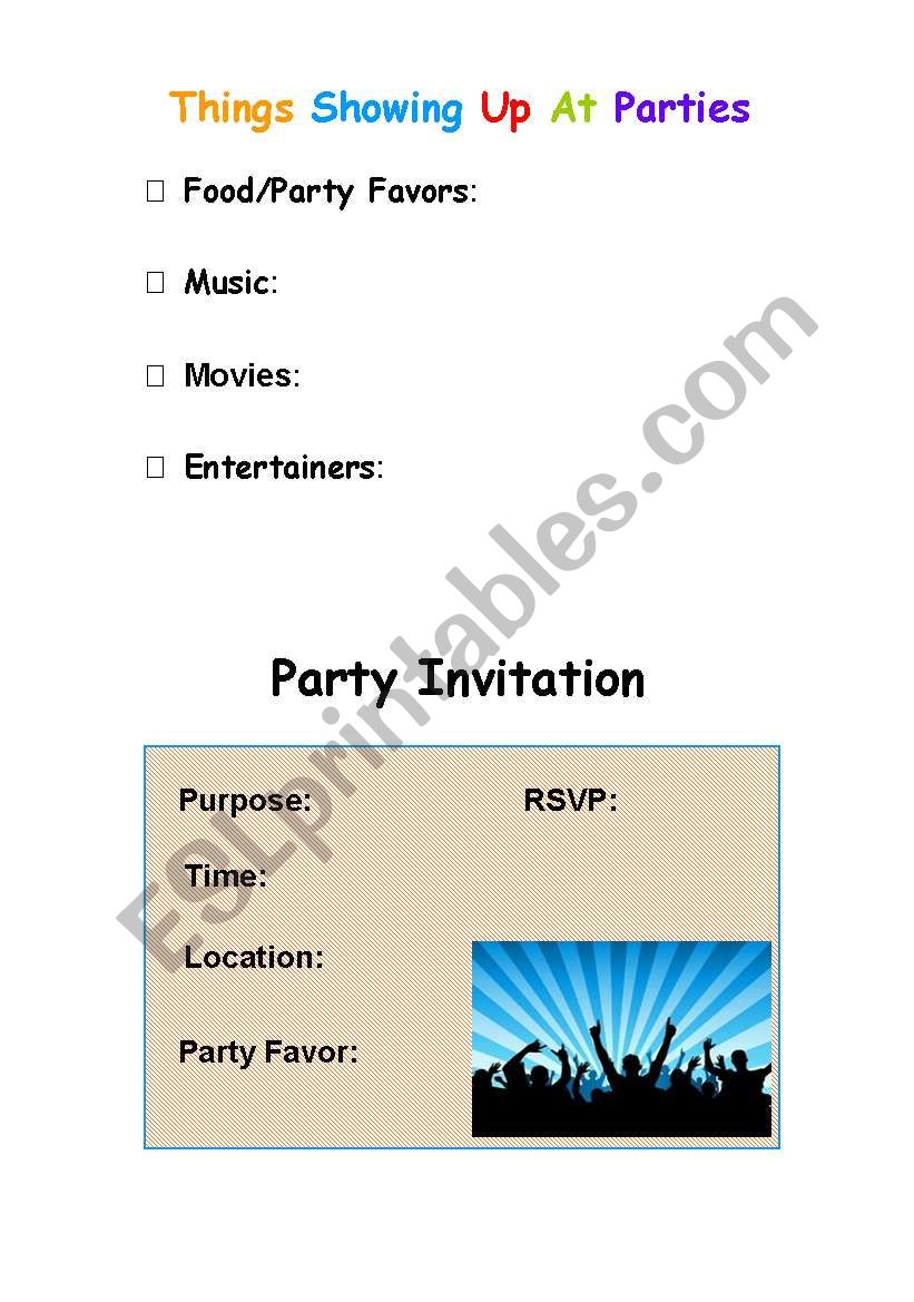 Party Fun! (Part 2)  worksheet