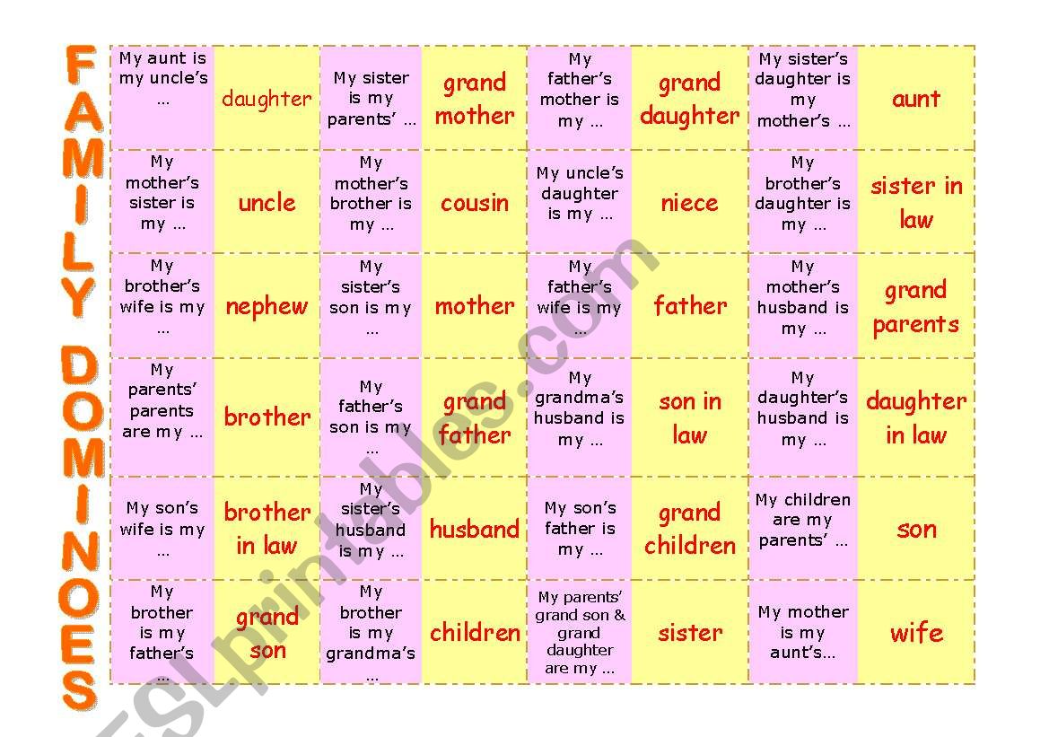 Family Domino worksheet