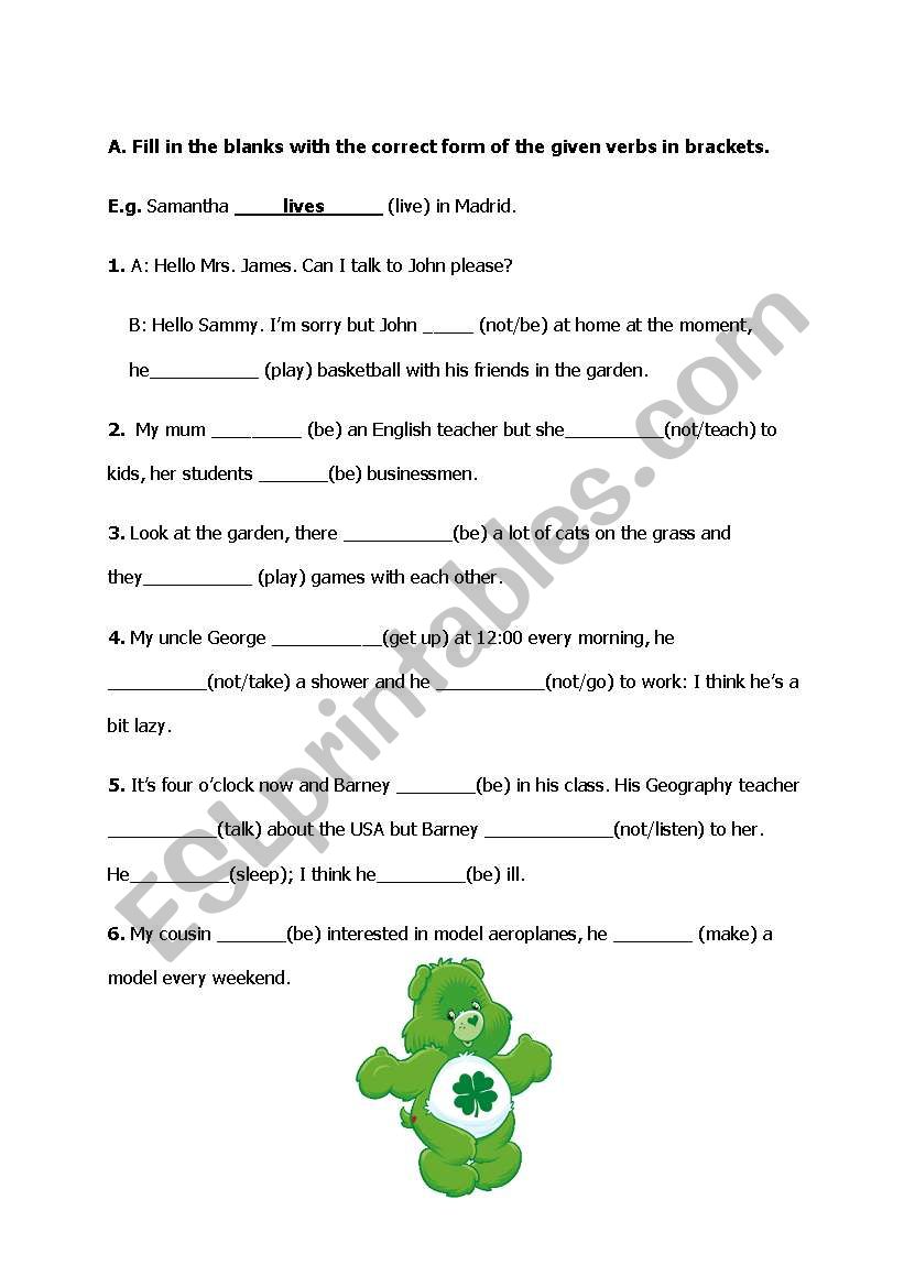 present simple worksheet worksheet