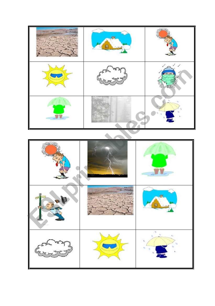 weather bingo worksheet