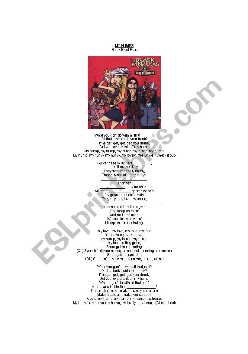 Song MY HUMPS worksheet