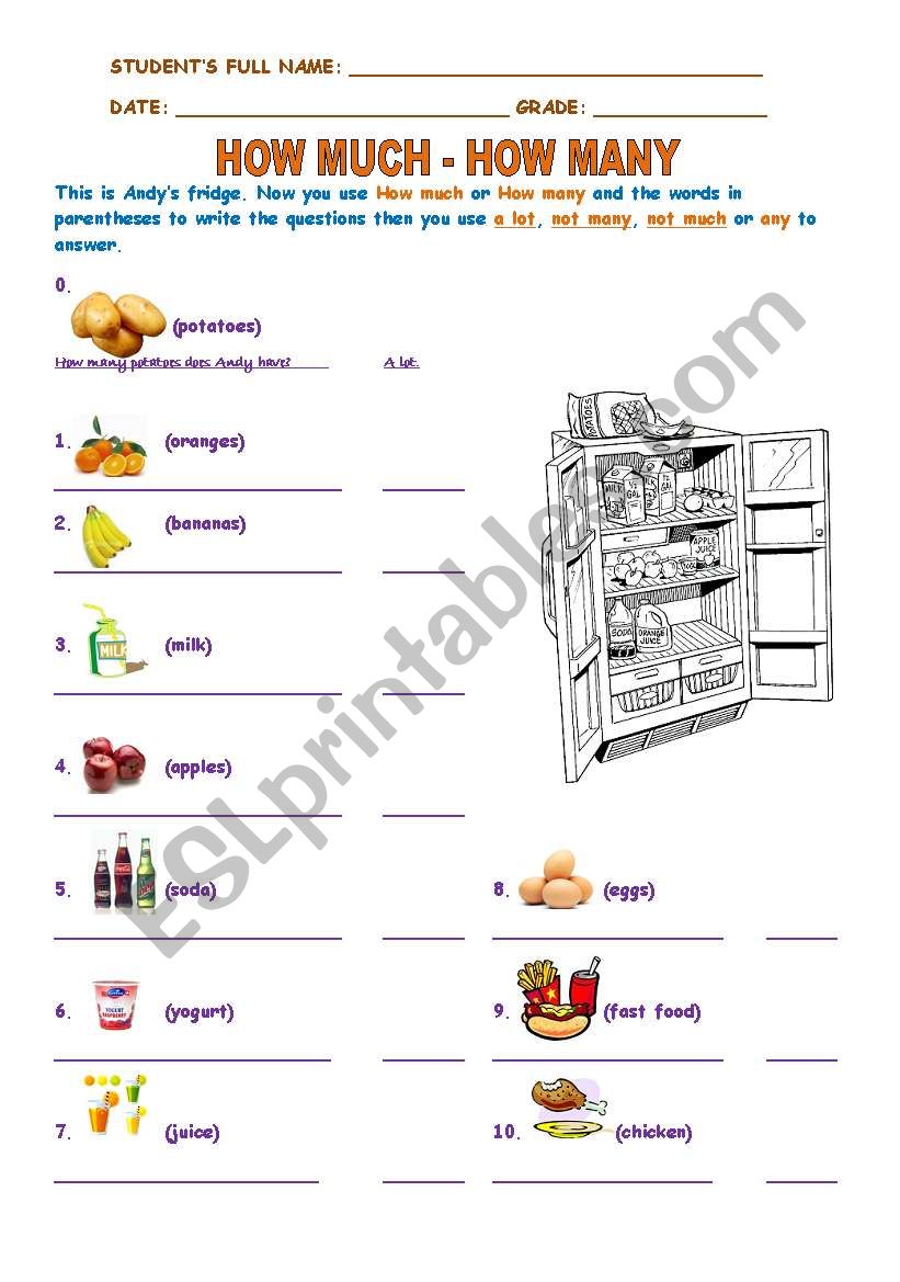 HOW MUCH - HOW MANY worksheet