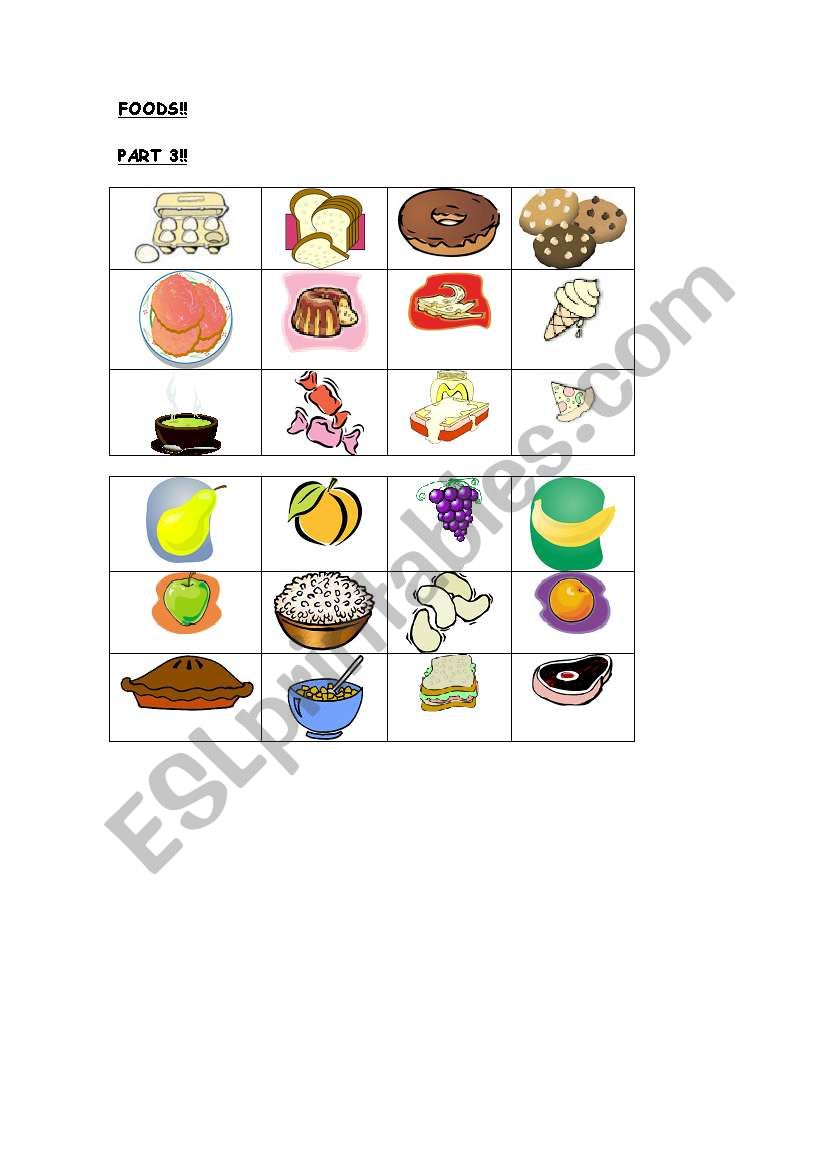 Foods Bingo - Part 03 worksheet