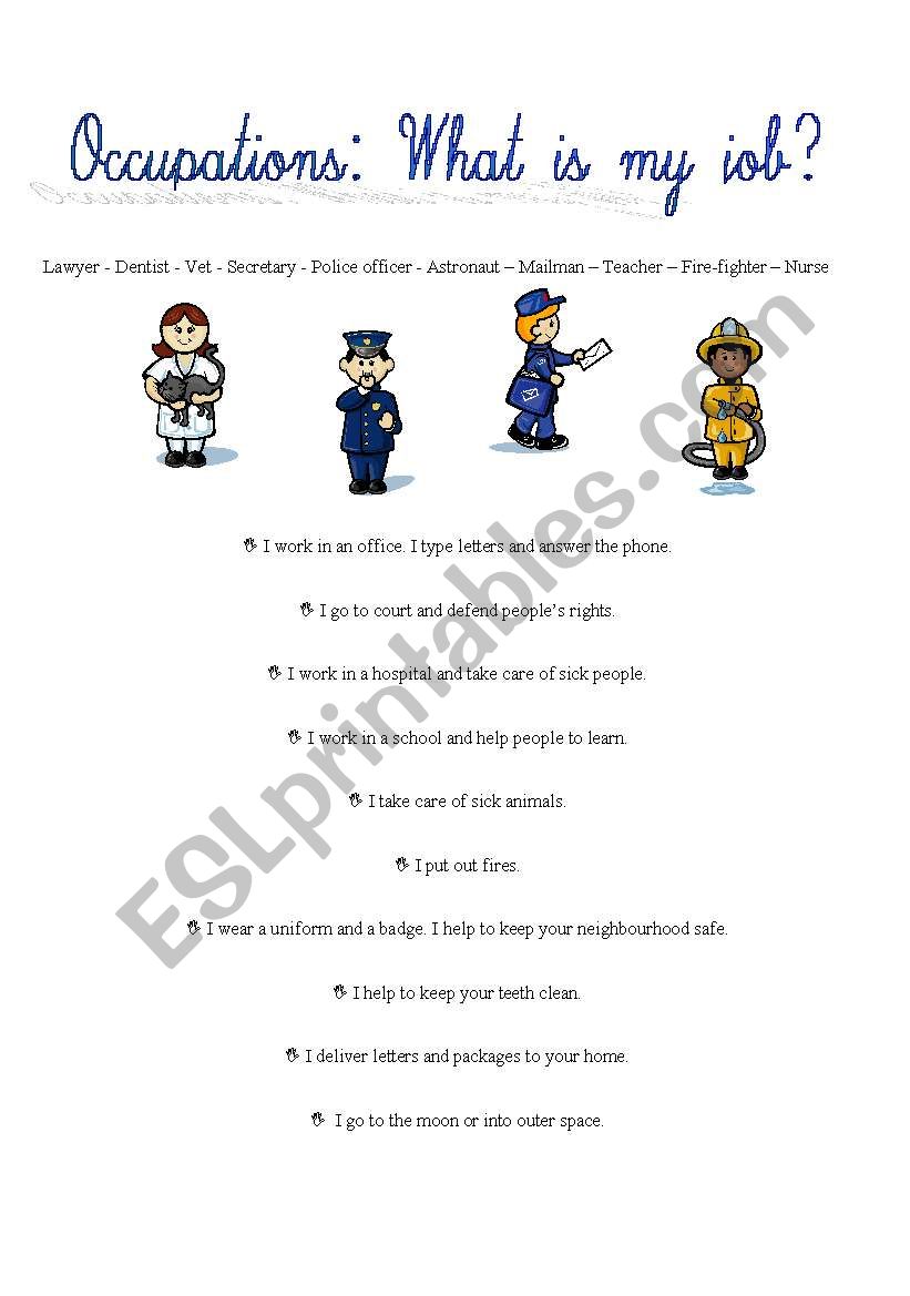 What is my job? worksheet