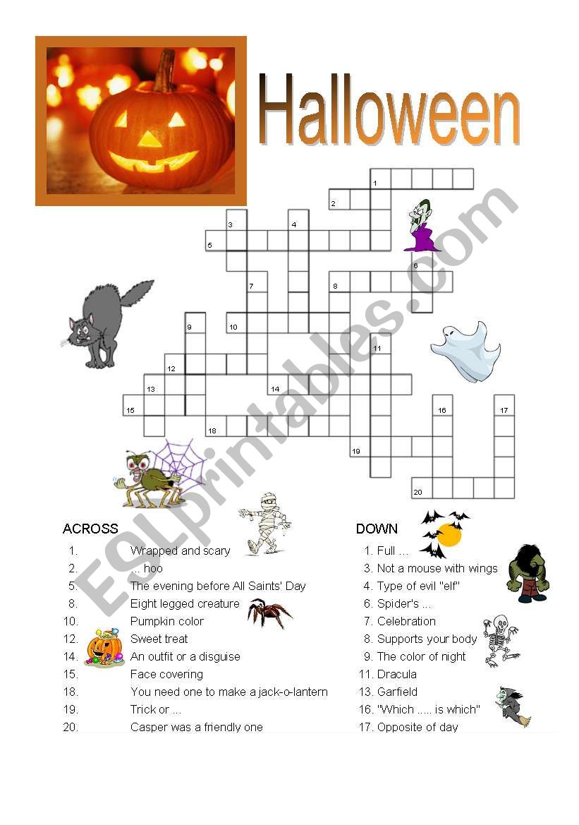 HALLOWEEN CROSSWORD worksheet