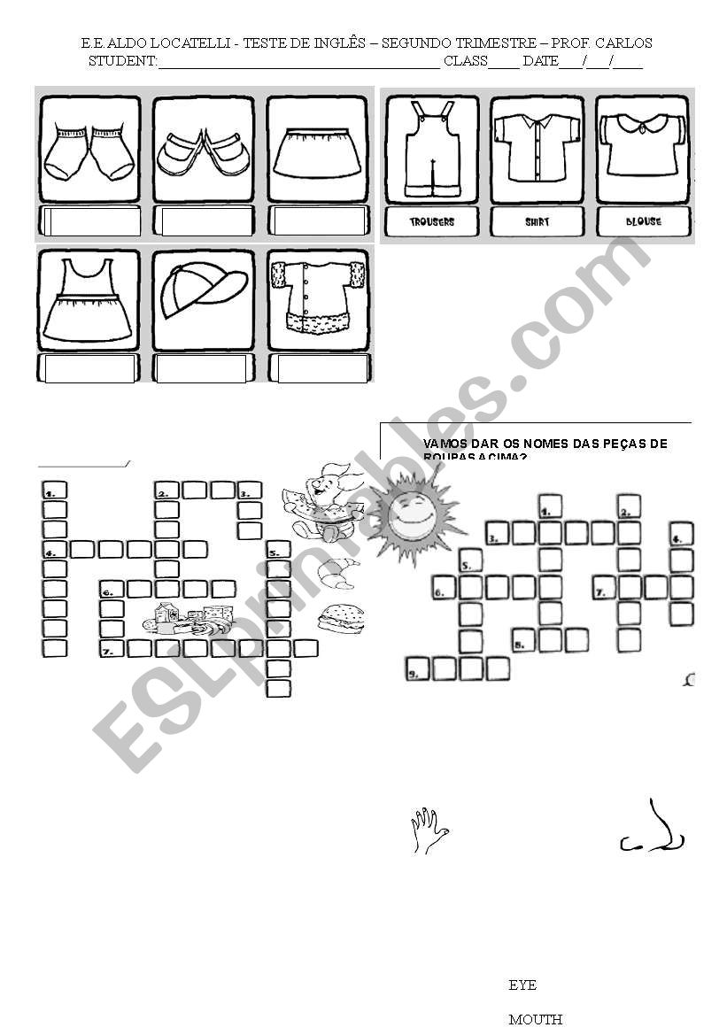 vocabulary test worksheet