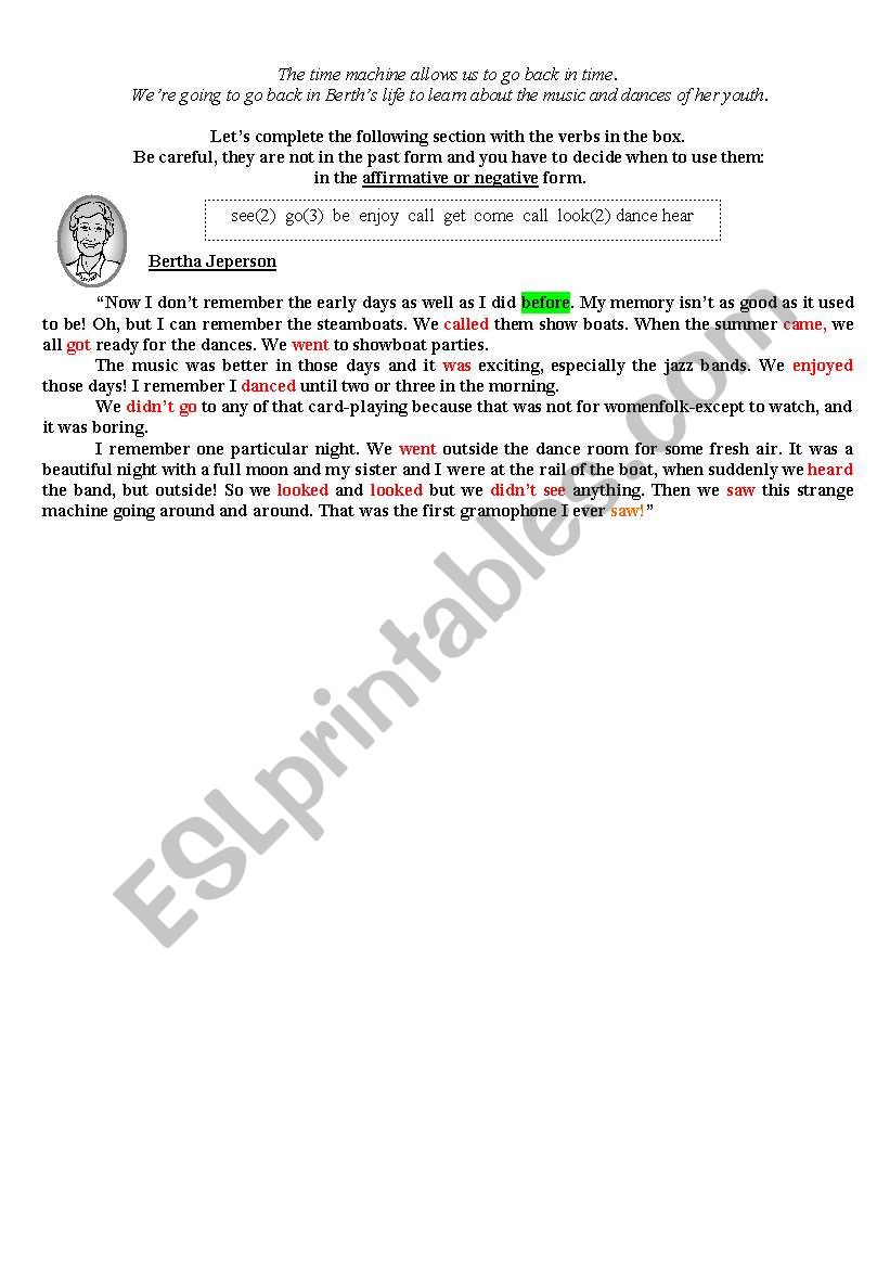 The time machine worksheet