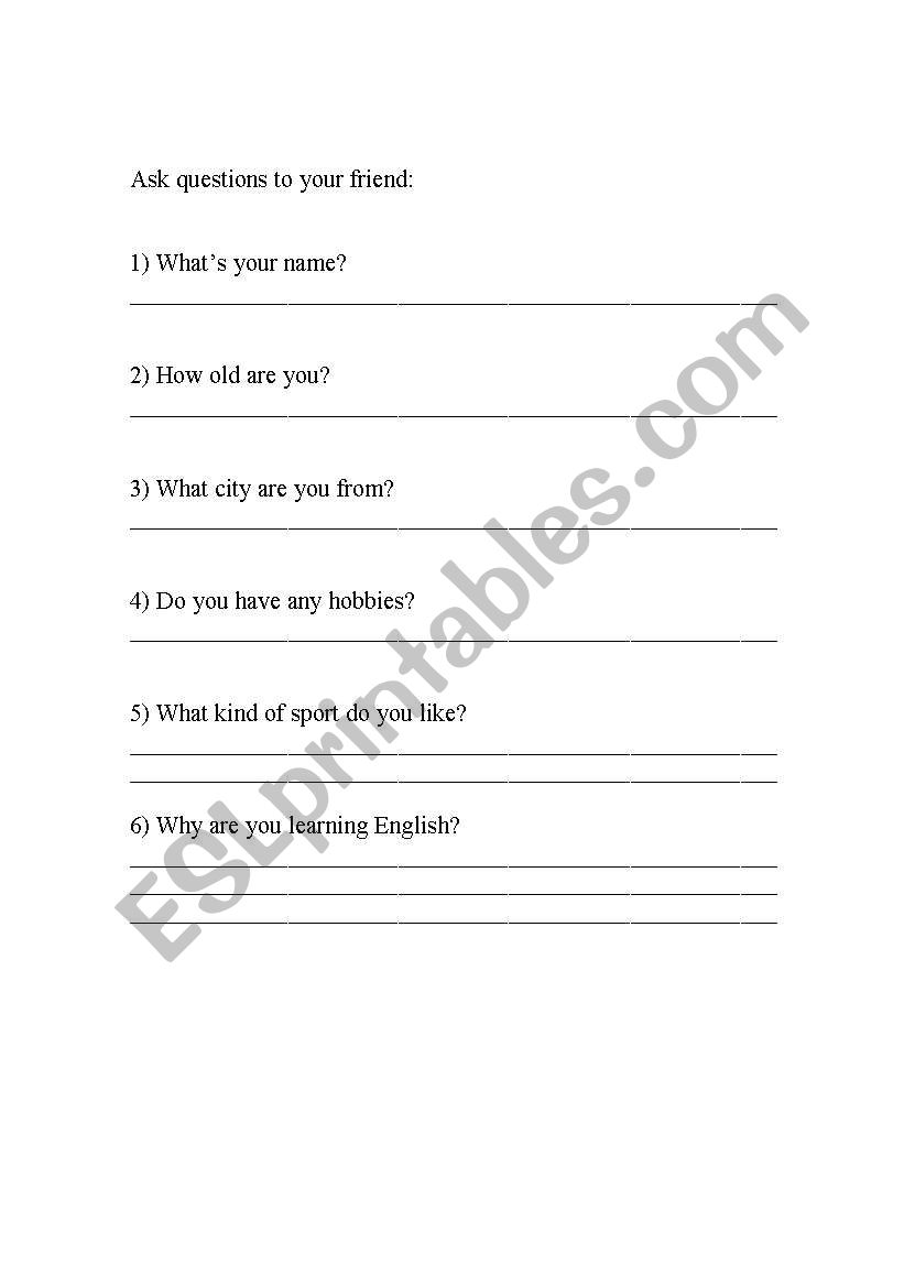 Break the ice worksheet