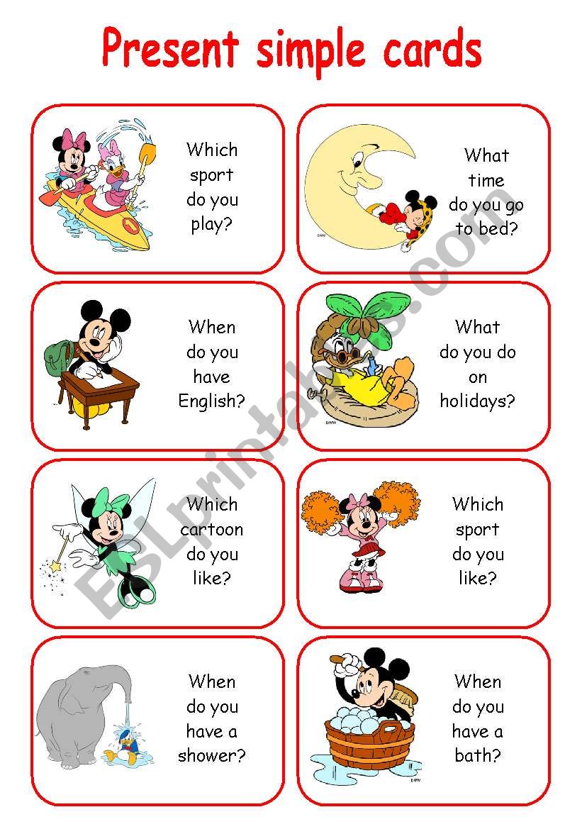 PRESENT SIMPLE CARDS 1/2 worksheet