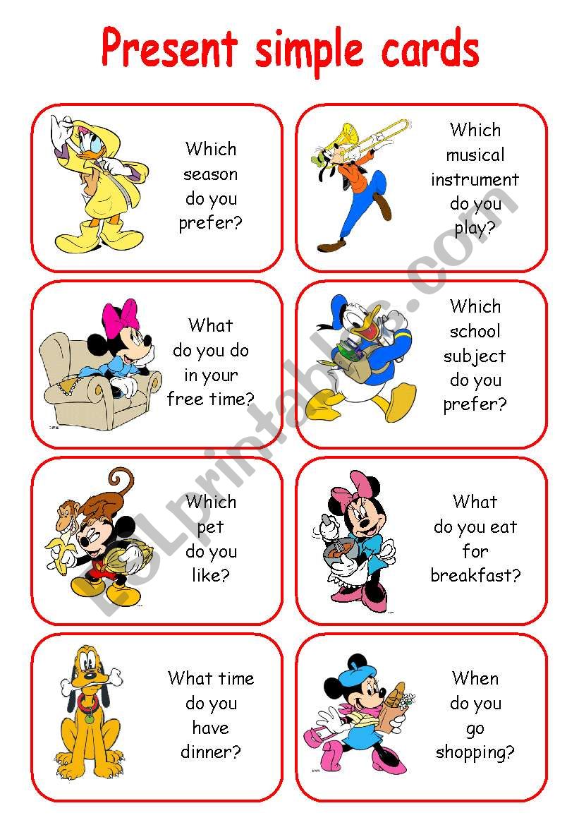 PRESENT SIMPLE CARDS 2/2 worksheet