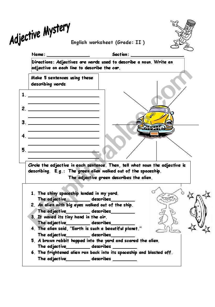 Adjective Mystery worksheet