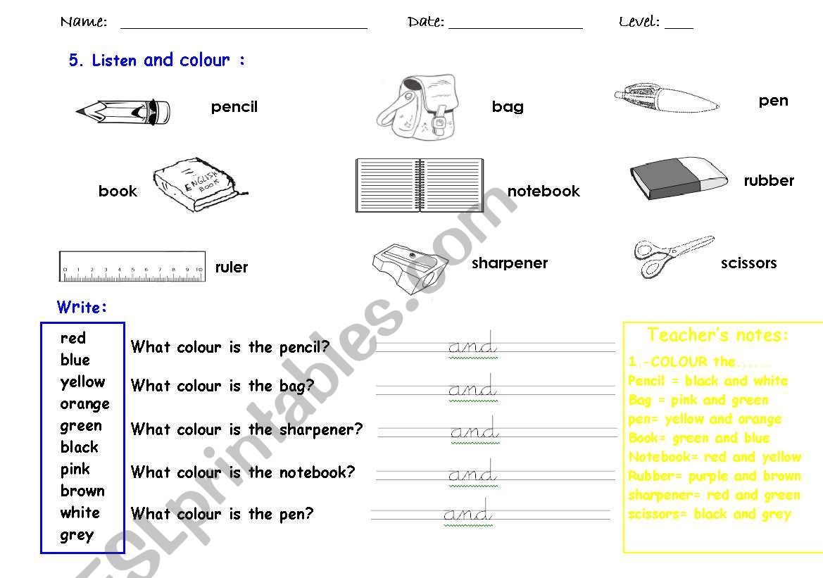 My School Vocabulary 3 worksheet