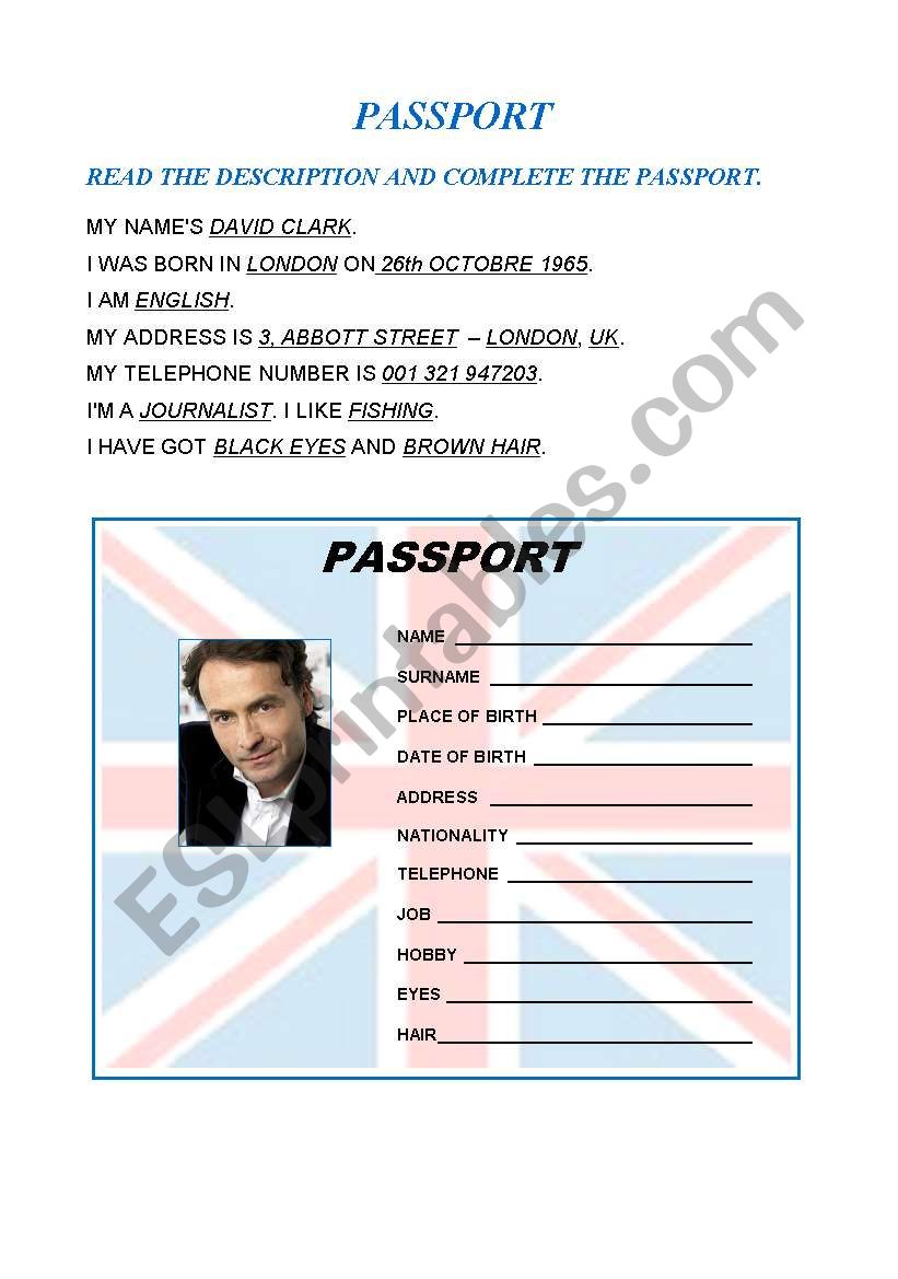 Passport worksheet