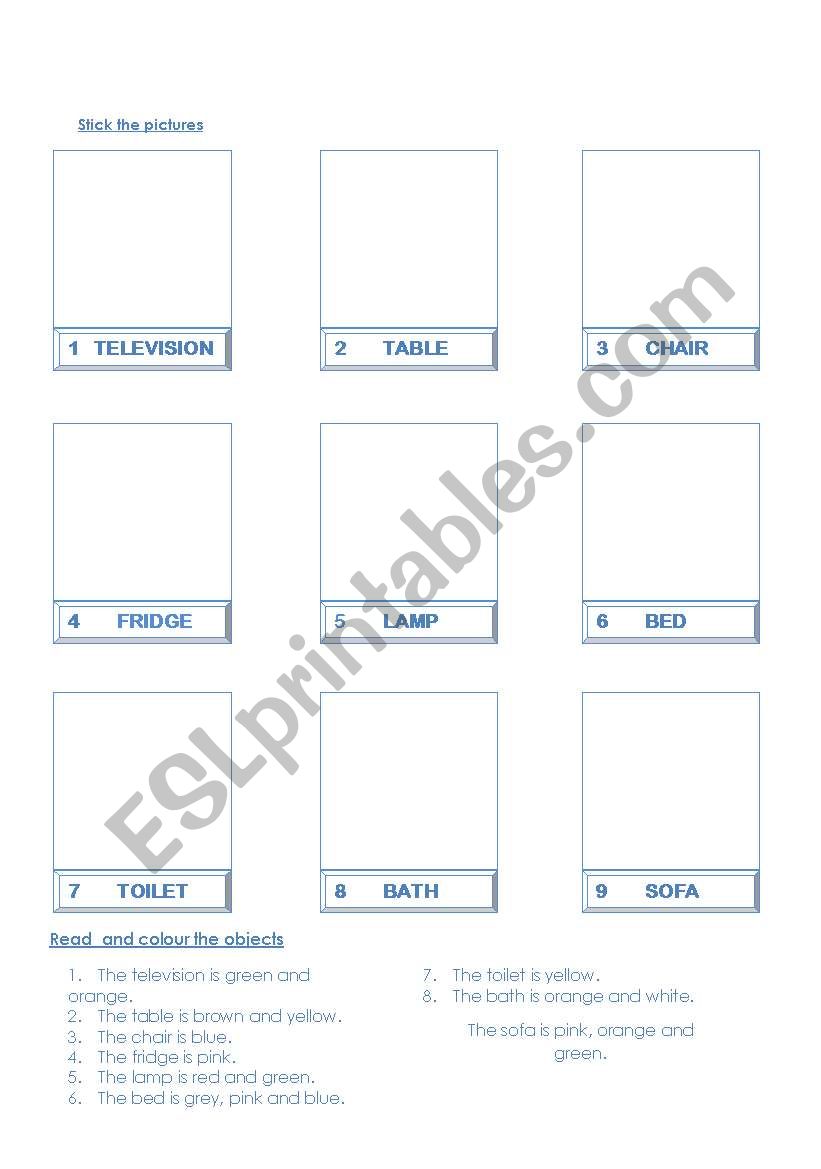 furnitures worksheet