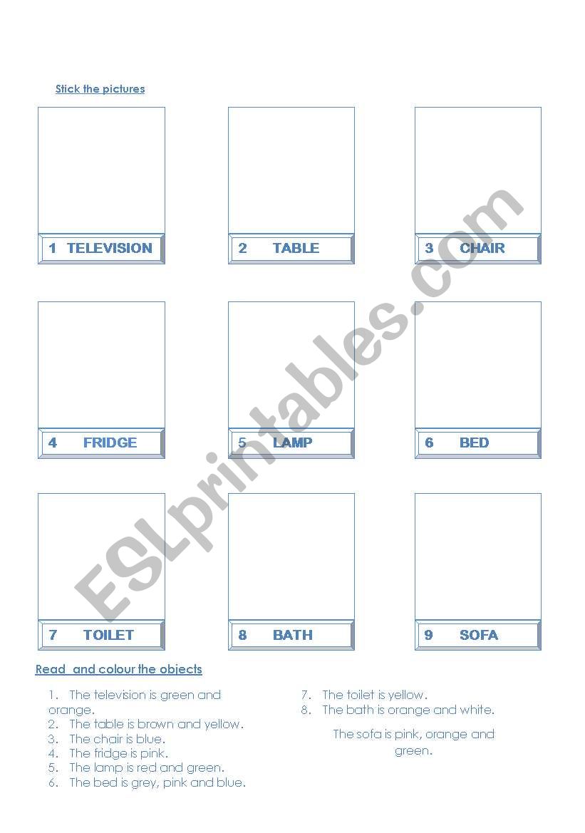 furnitures worksheet