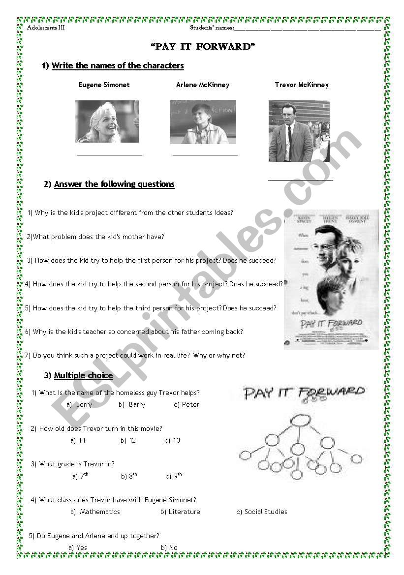 PAY IT FORWARD worksheet