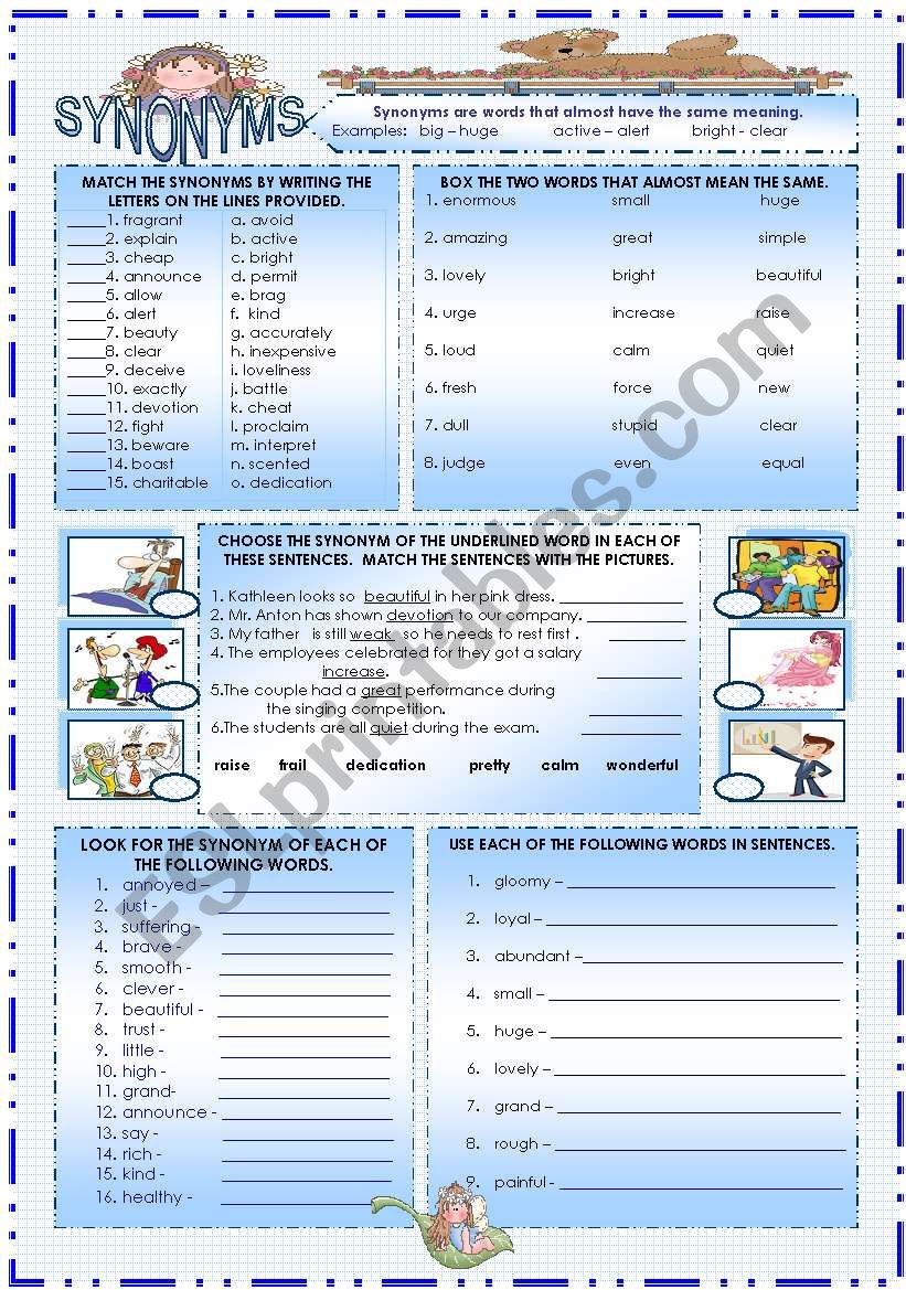 SYNONYMS worksheet